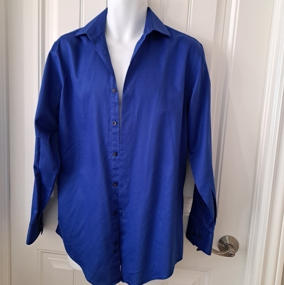 Geoffrey BEENE fitted long sleeve dress shirt cotton blend M 15" neck